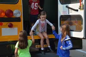 Students Participating in a Bus Safety Drill