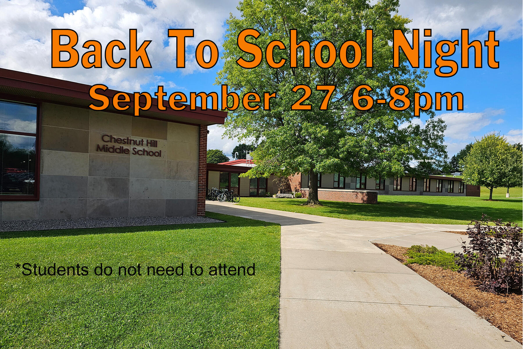 Back to School Night September 27 6-8pm