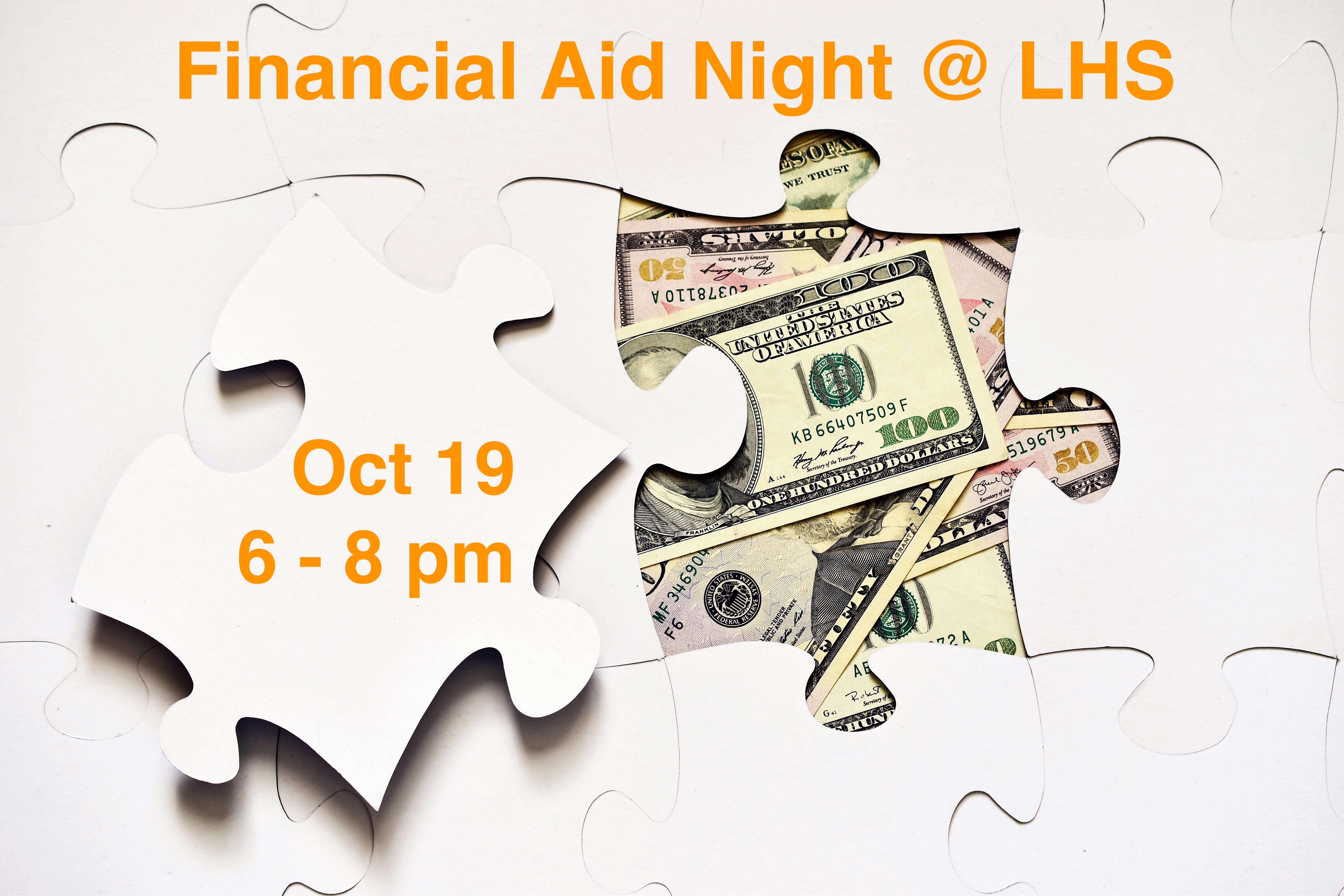 Financial Aid Night October 19 from 6 to 8 pm