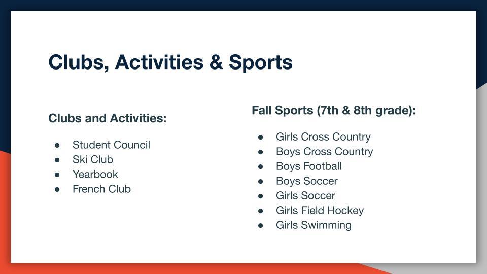 Clubs, Activities and Sports